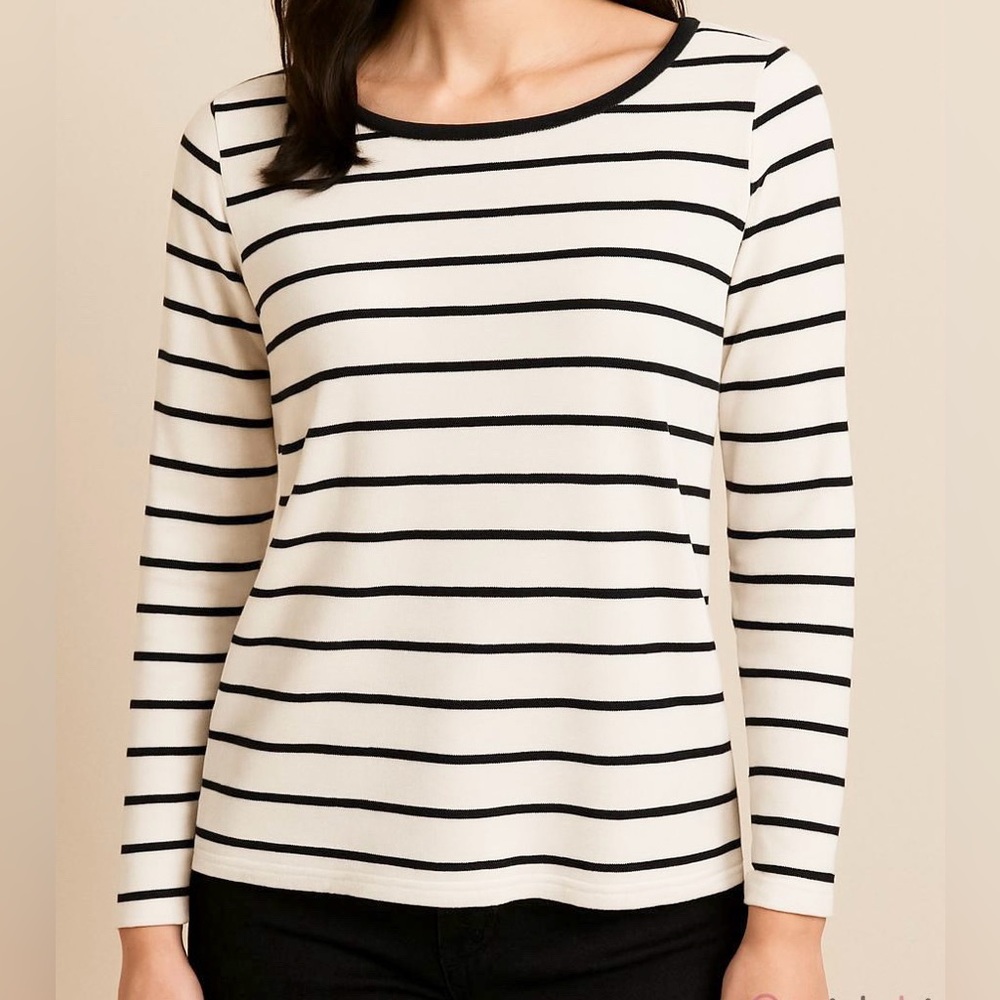 Old Navy Luxe Black White Striped SZ S Classic Breton Preppy Timeless Knit Top